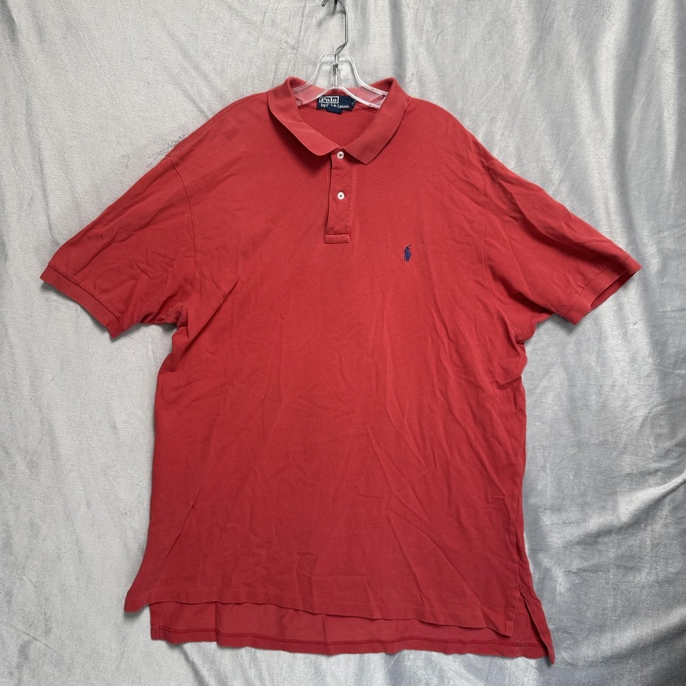Polo Ralph Lauren Shirt Mens 2XL Red Pique Polo Short Sleeve Pony Logo Golf